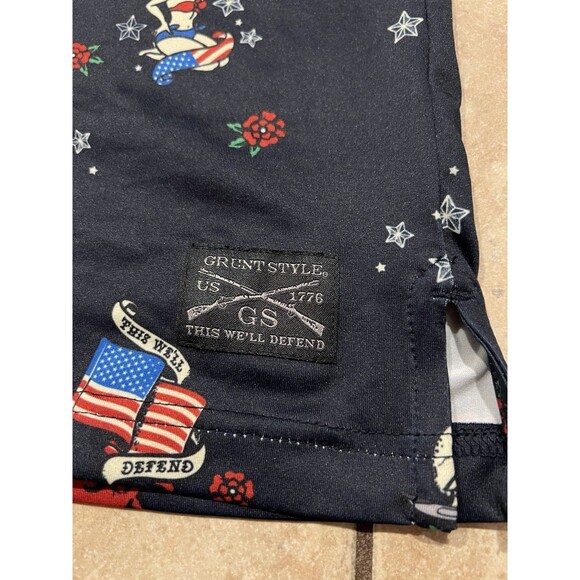 Grunt Style Shirt Mens 3XL Blue Golf Polo Patriotic July 4th America Skull AOP - Picture 4 of 8